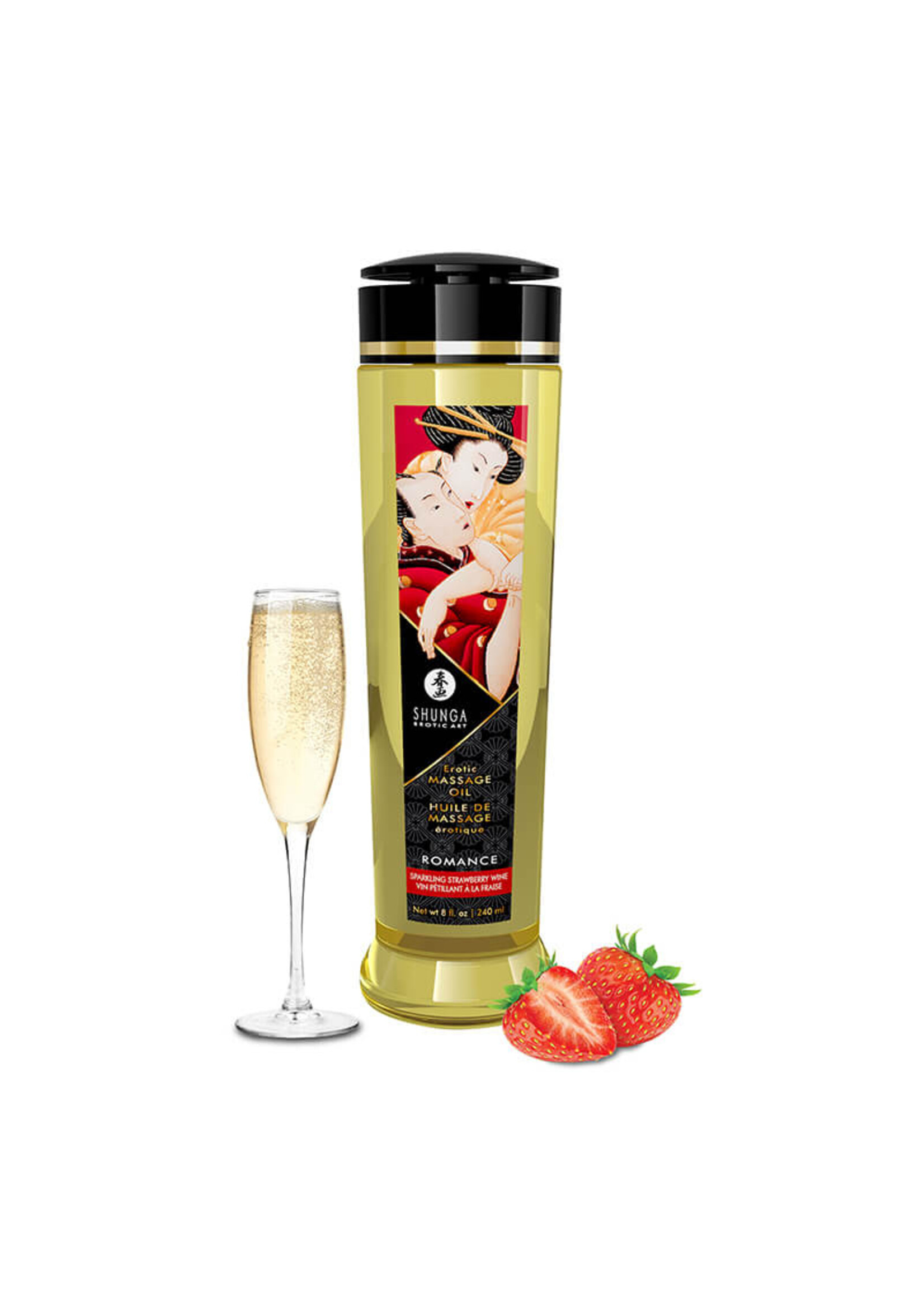 Shunga Erotic Massage Oil Romance-Sparkling Strawberry Wine