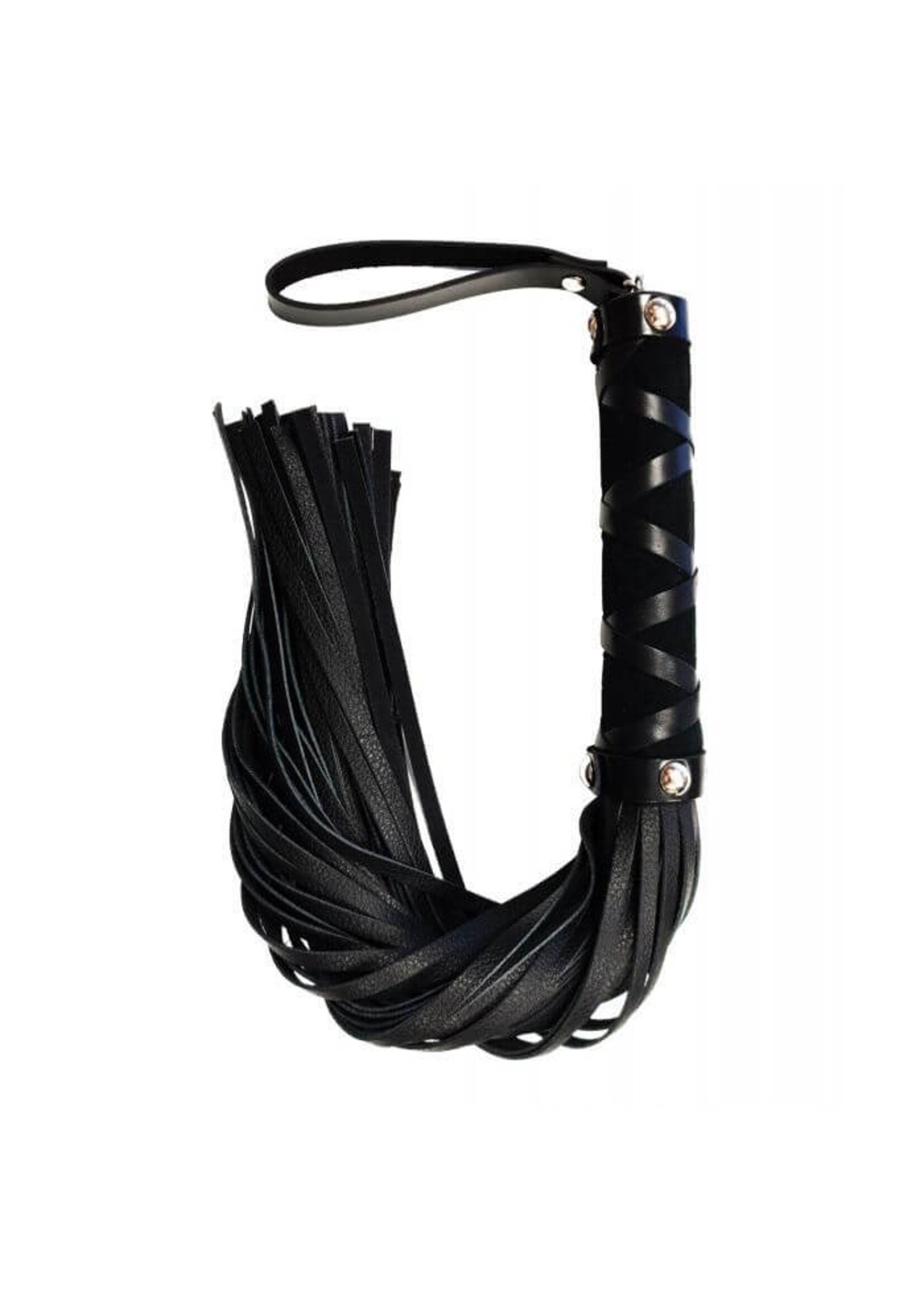 Rouge Rouge Short Leather Flogger w/Studs - Black