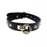 Rouge Rouge Leather O Ring Studded Collar - Black