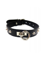 Rouge Rouge Leather O Ring Studded Collar - Black
