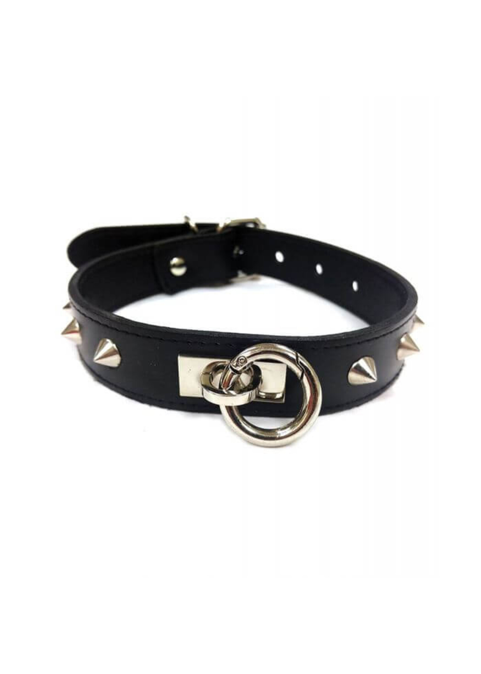 Rouge Rouge Leather O Ring Studded Collar - Black