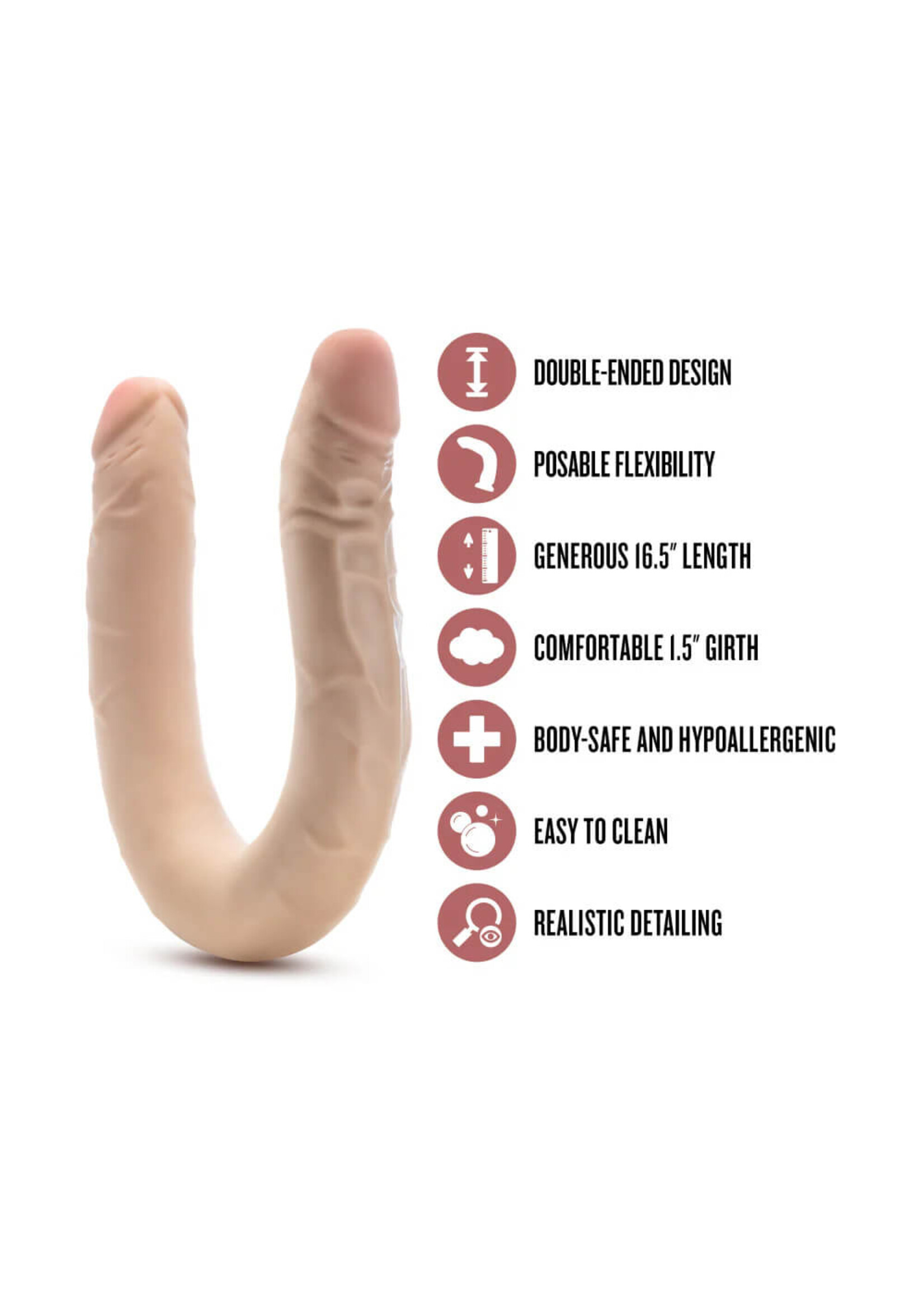 Dr. Skin Plus - 16.5” Posable Double Dong - Beige
