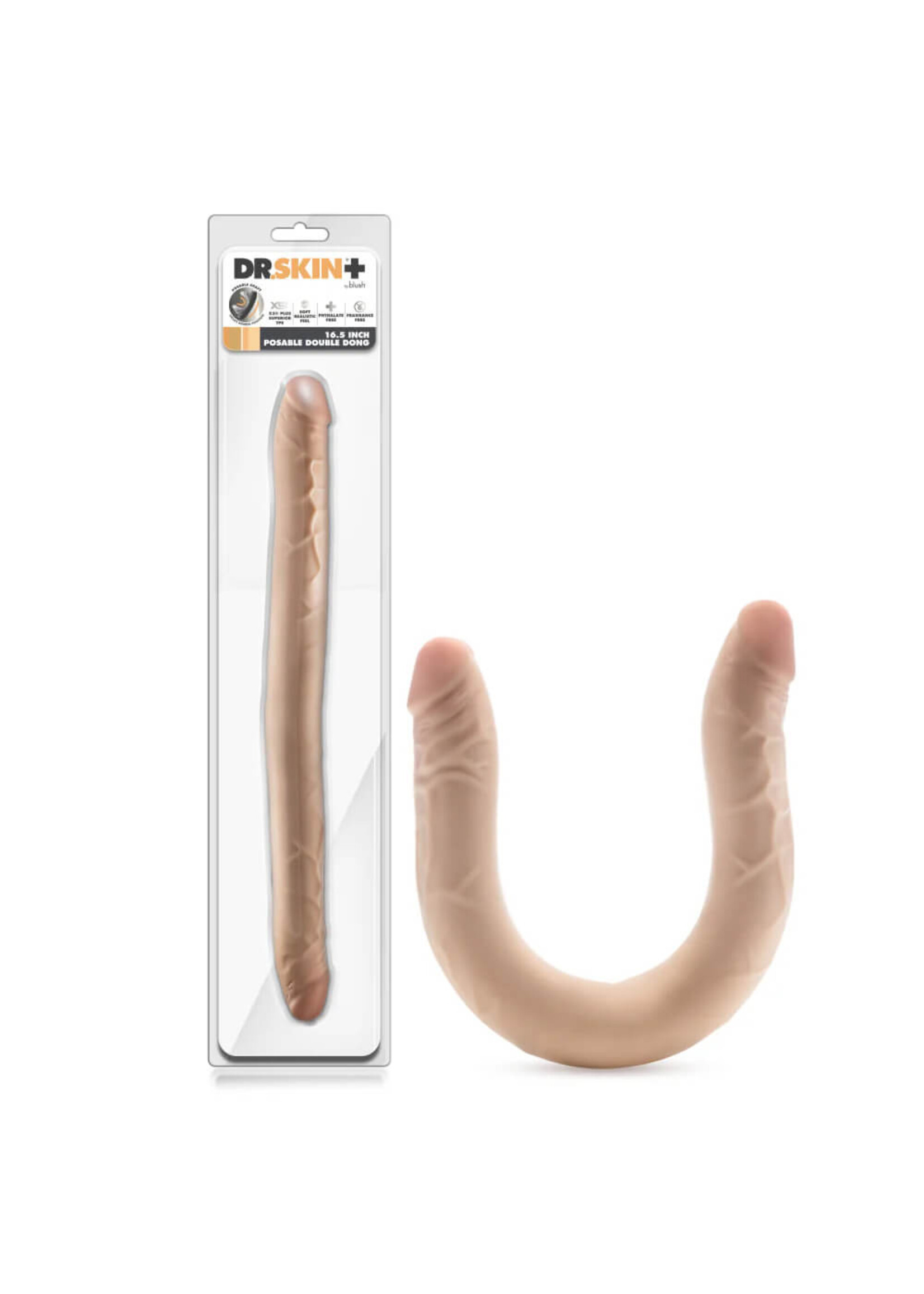 Dr. Skin Plus - 16.5” Posable Double Dong - Beige