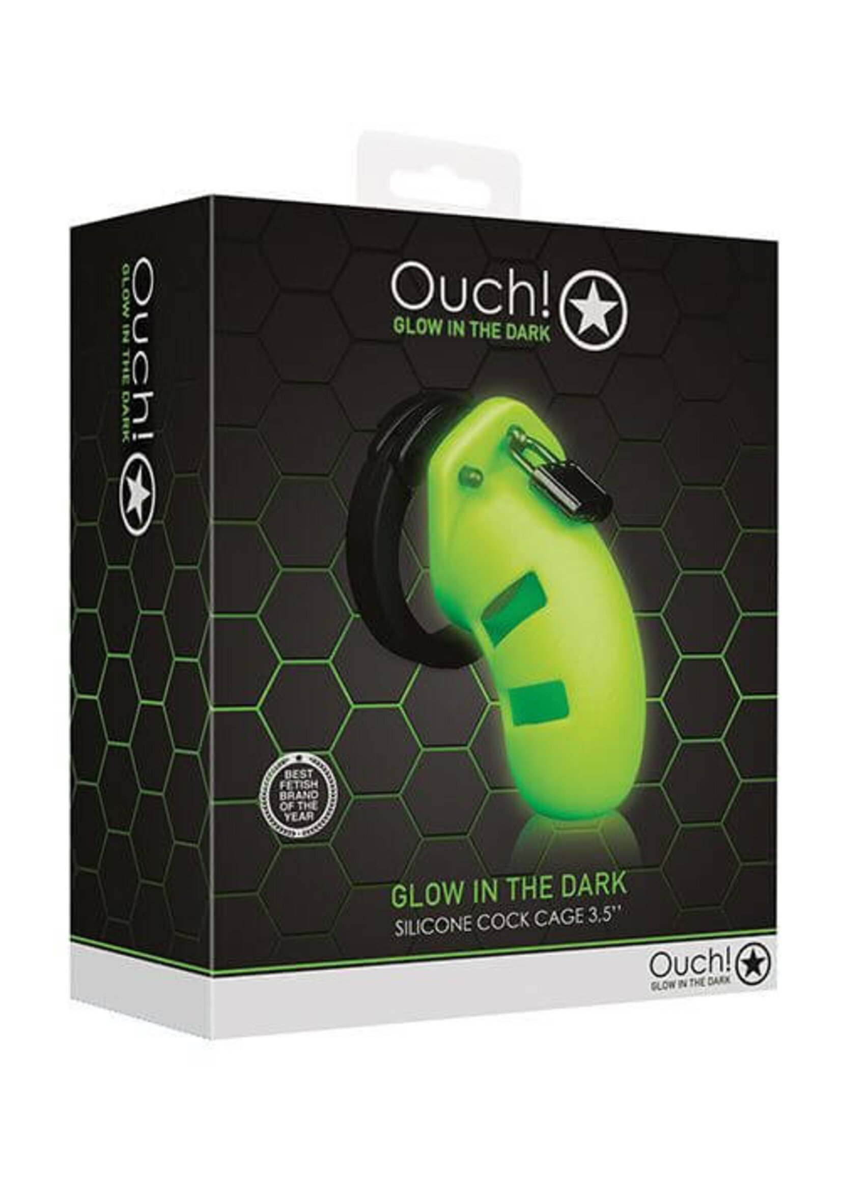 Ouch! Glow in the Dark 3.5 in. Silicone Cock Cage Neon Green