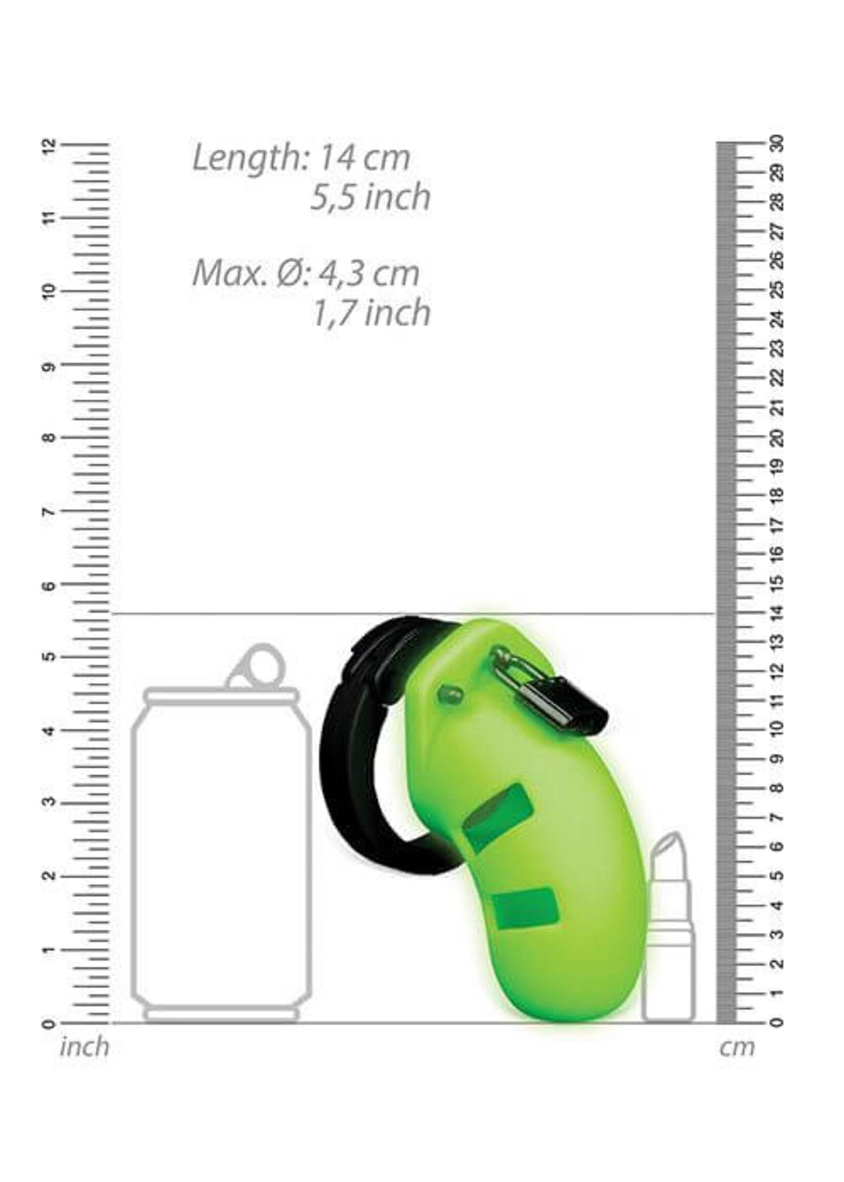 Ouch! Glow in the Dark 3.5 in. Silicone Cock Cage Neon Green