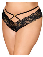 Dreamgirl Stetch Lace Cheeky Open-Crotch Thong