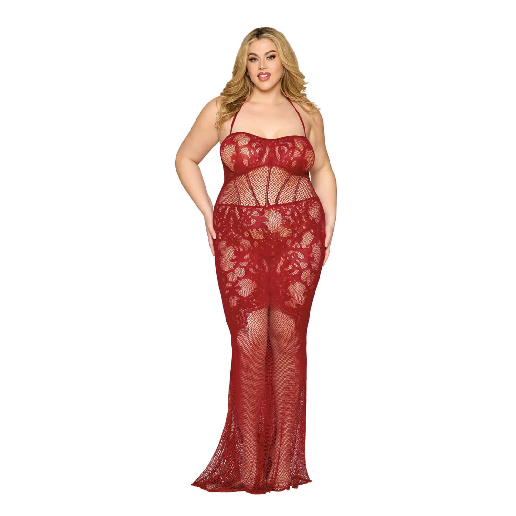 Dreamgirl Bodystocking Lace Gown Plus