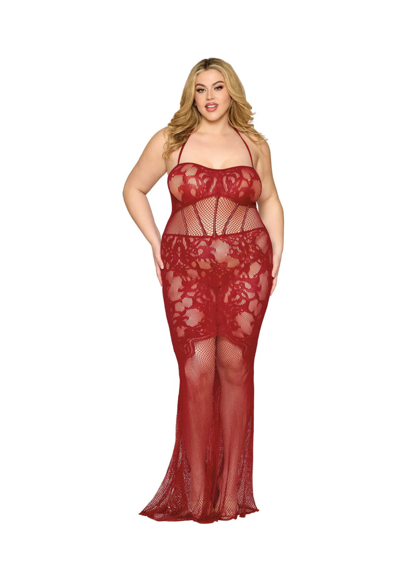 Dreamgirl Bodystocking Lace Gown Plus