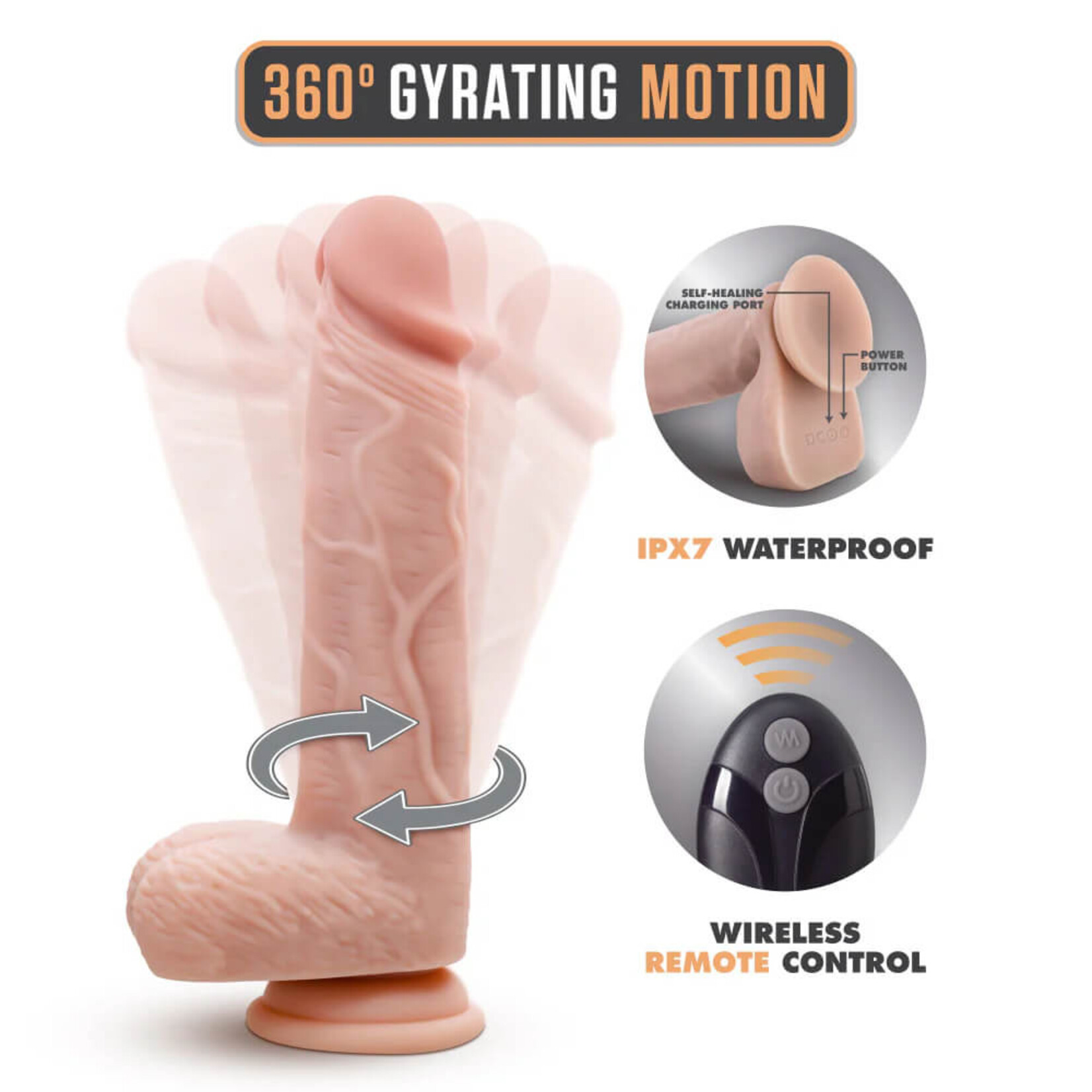 Dr. Skin Dr. Skin Silicone - Dr. Ethan - 8.5 Inch Gyrating Dildo - Beige