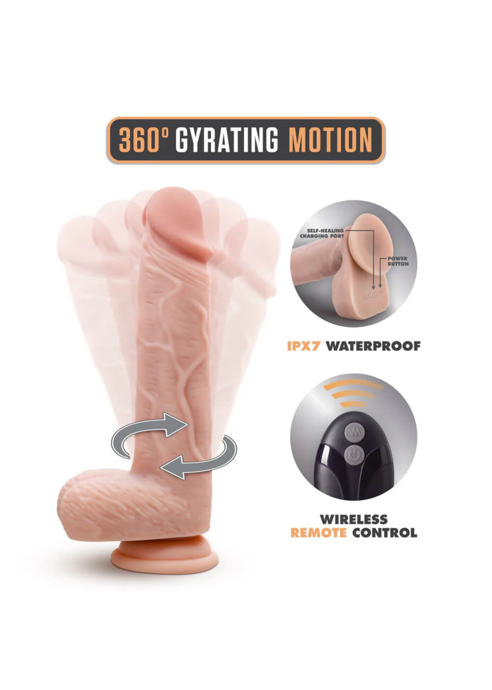 Dr. Skin Dr. Skin Silicone - Dr. Ethan - 8.5 Inch Gyrating Dildo - Beige