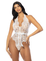 Oh La La Naomi Eyelash Lace Halter Teddy
