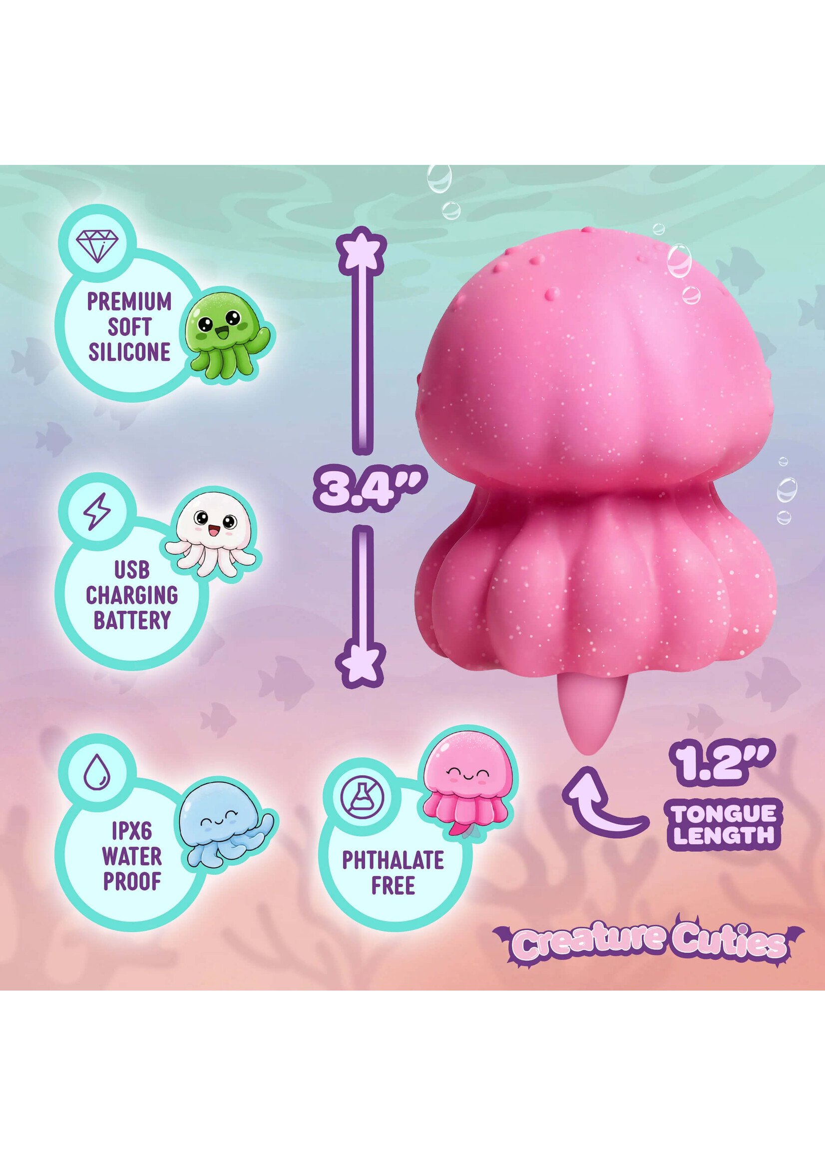 Creature Cuties Glow Jelly Licking & Vibrating Stimulator