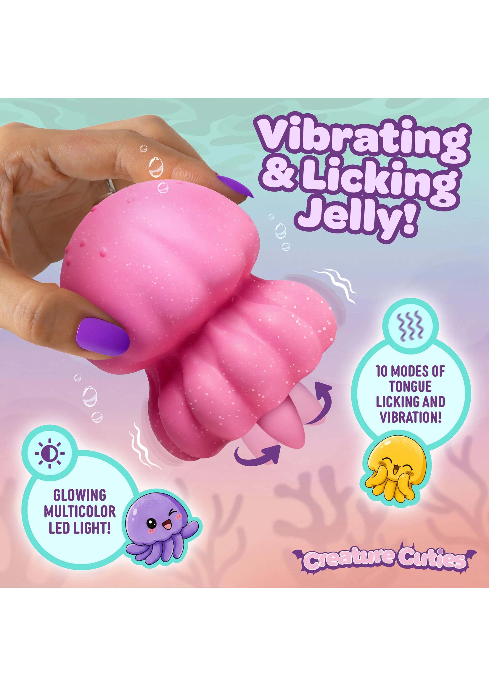 Creature Cuties Glow Jelly Licking & Vibrating Stimulator