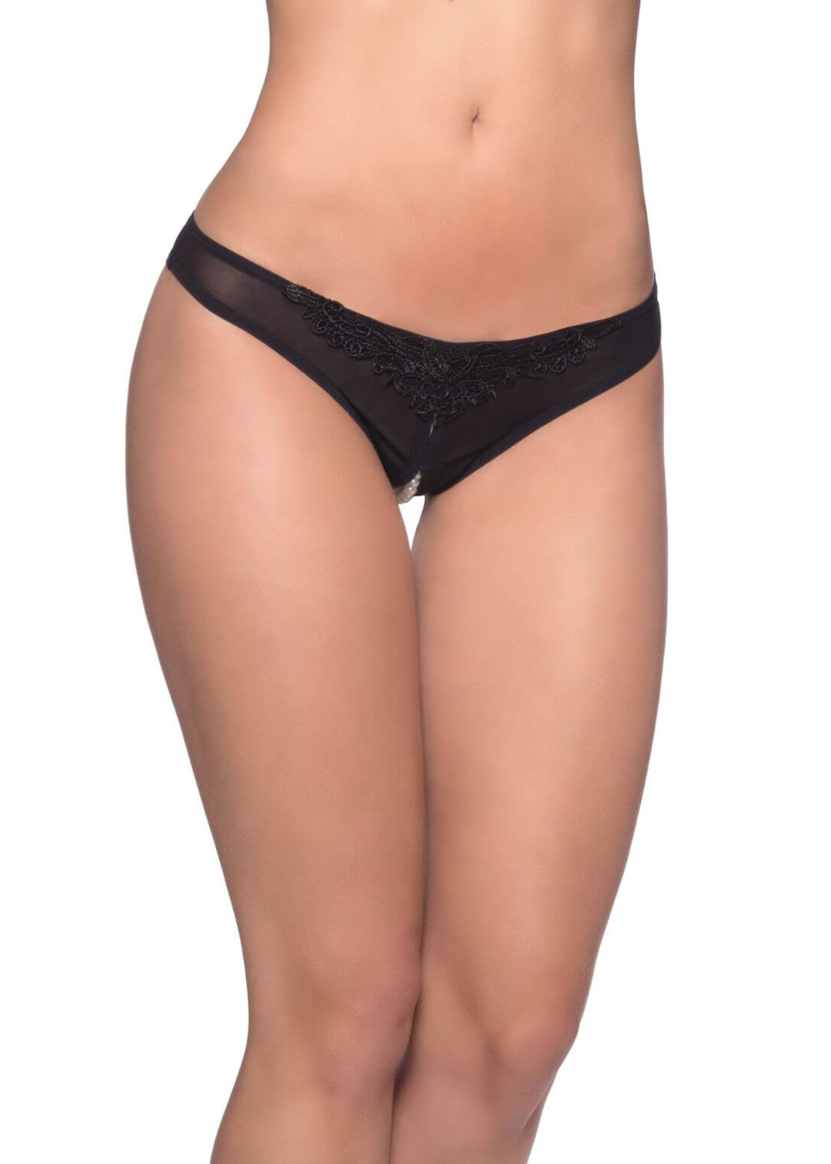 Oh La La Paradise Crotchless Thong with Pearls