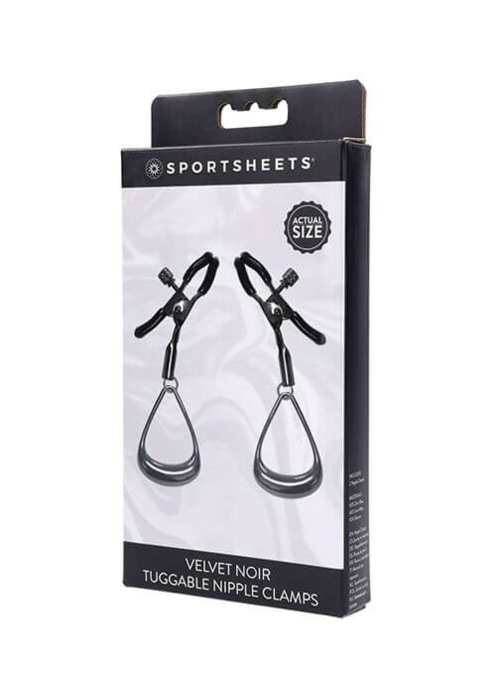 Sportsheets Sportsheets Velvet Noir Tuggable Nipple Clamps - Black