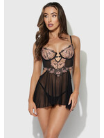 House of Desire Nova Lace & Mesh Babydoll w/G-String 2 pc Set