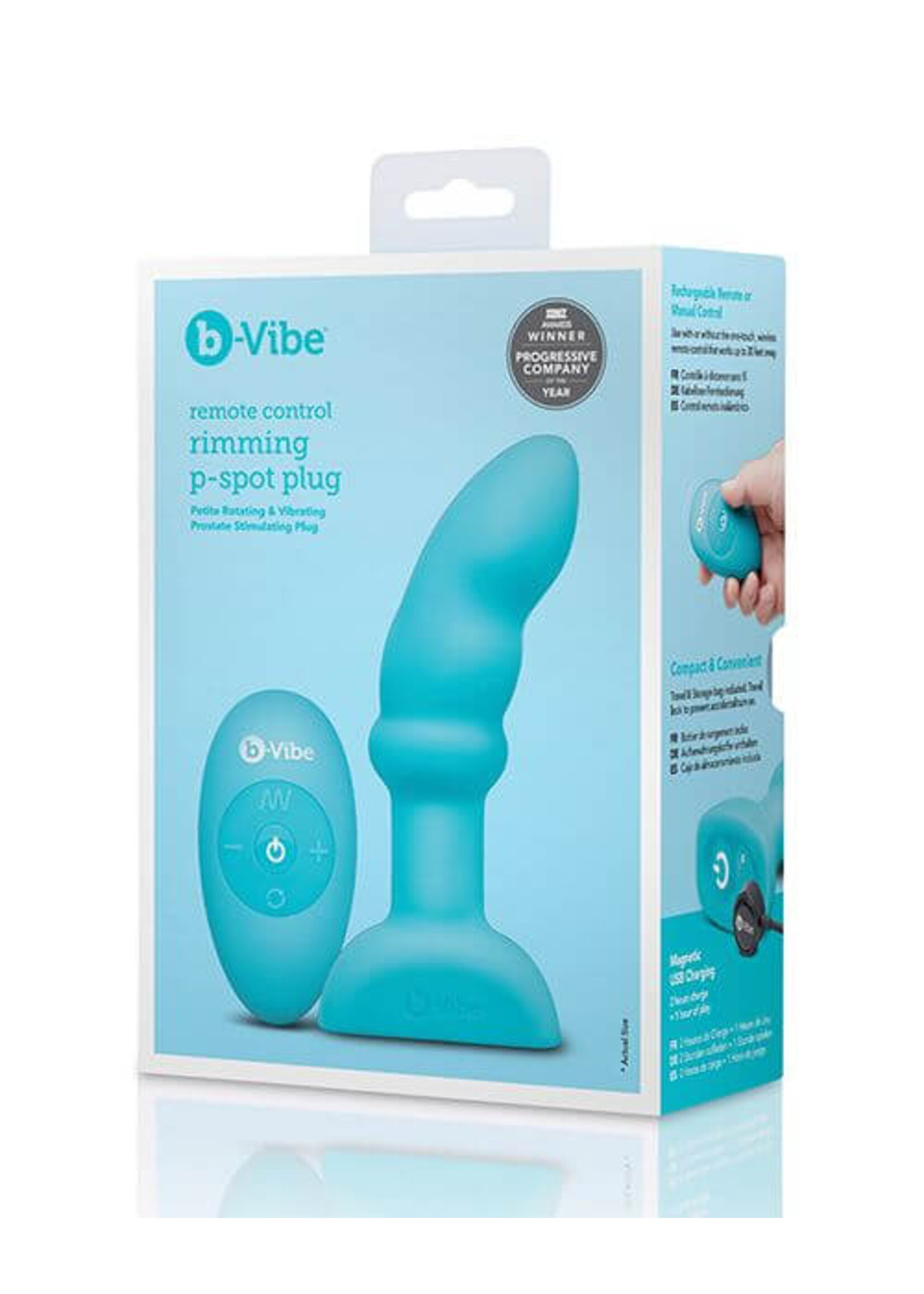 b-Vibe Remote Control Rimming P-Spot Plug - Blue