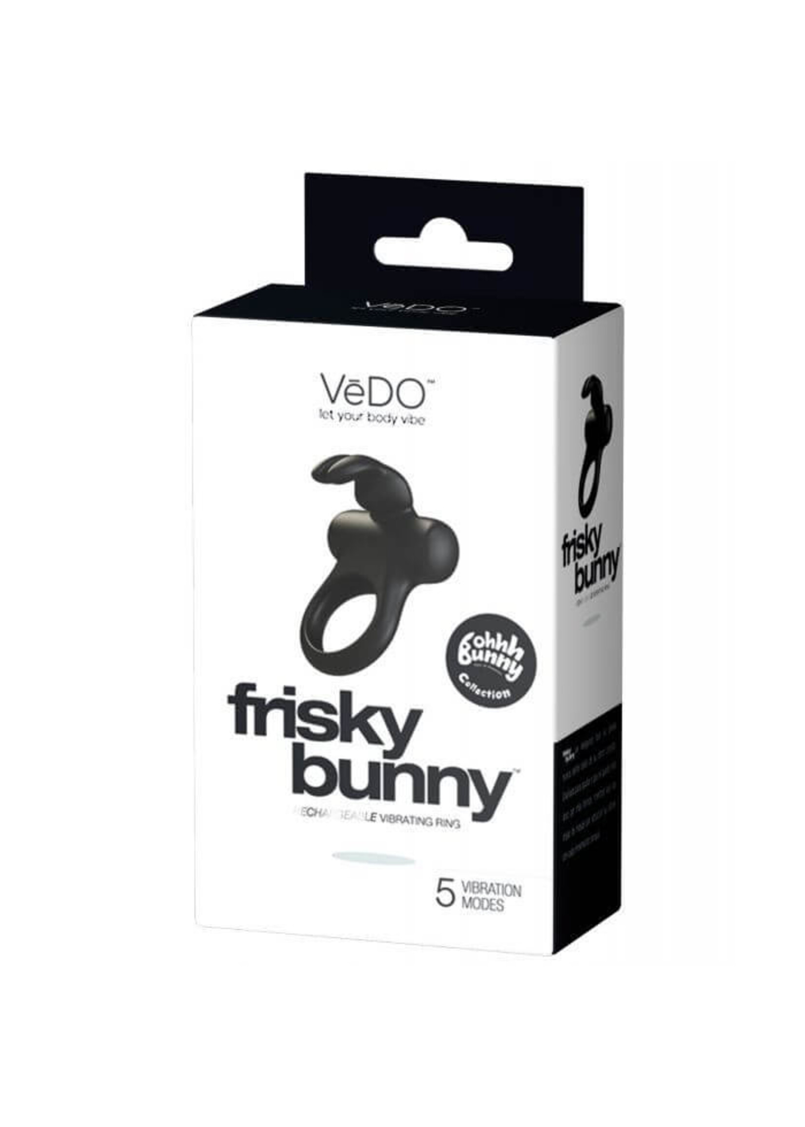 VeDO Frisky Bunny Rechargeable Vibrating Ring - Black Pearl