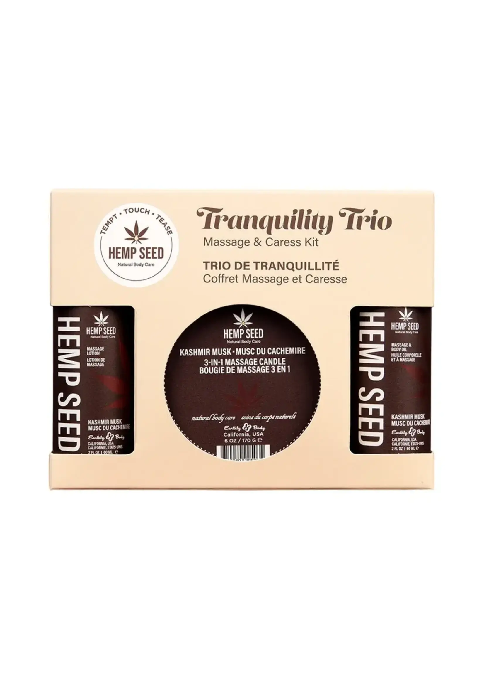 Earthly Body Hemp Seed Massage in a Box Gift Set Kashmir Musk