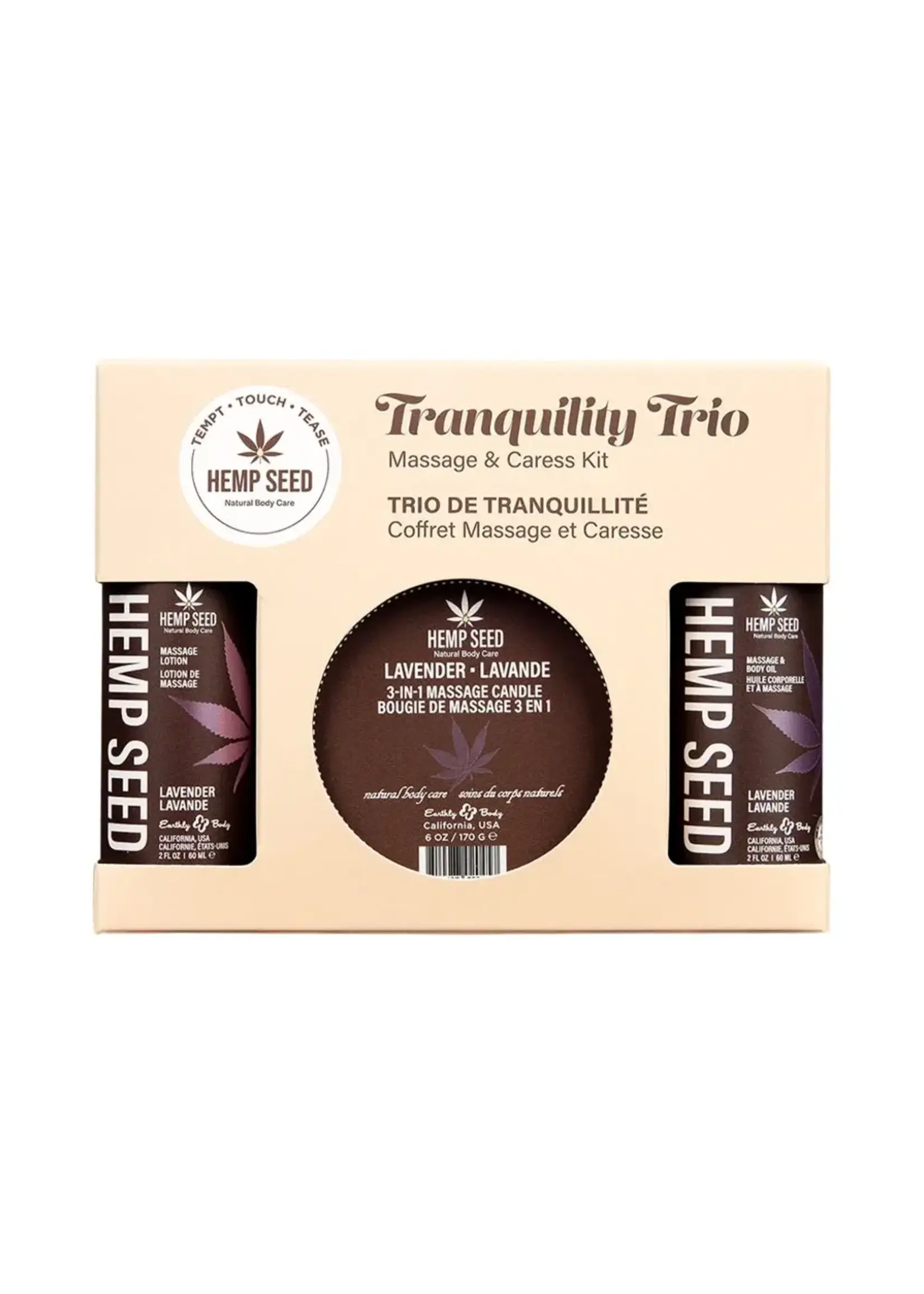 Earthly Body Hemp Seed Massage in a Box Gift Set Lavender