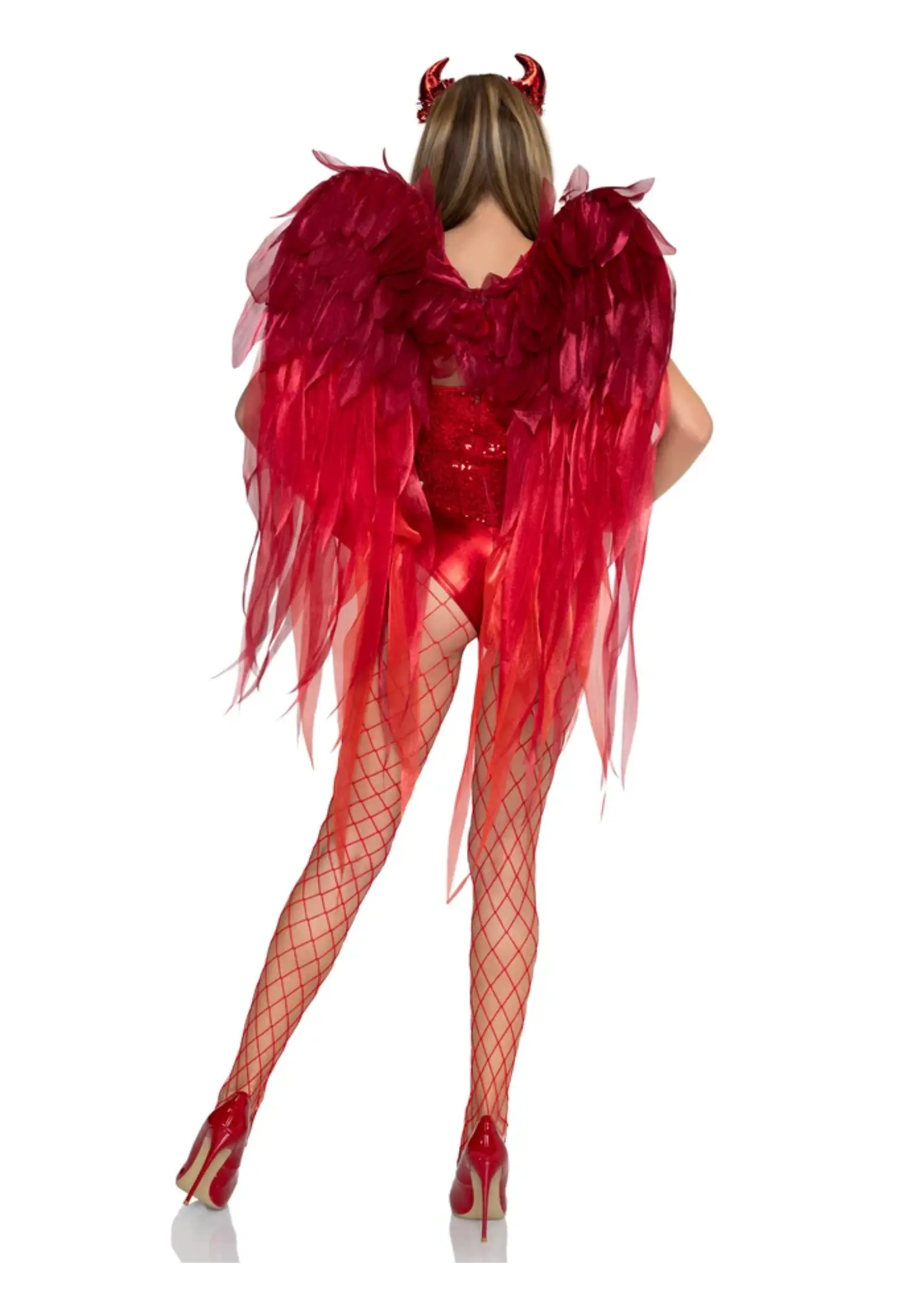 Leg Avenue 2 PC Devil Ombre Chiffon Wings Red