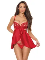 Coquette Rouge Nocturne Babydoll & Thong Red