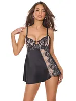 Coquette Fleur Noire Babydoll & Panty Black