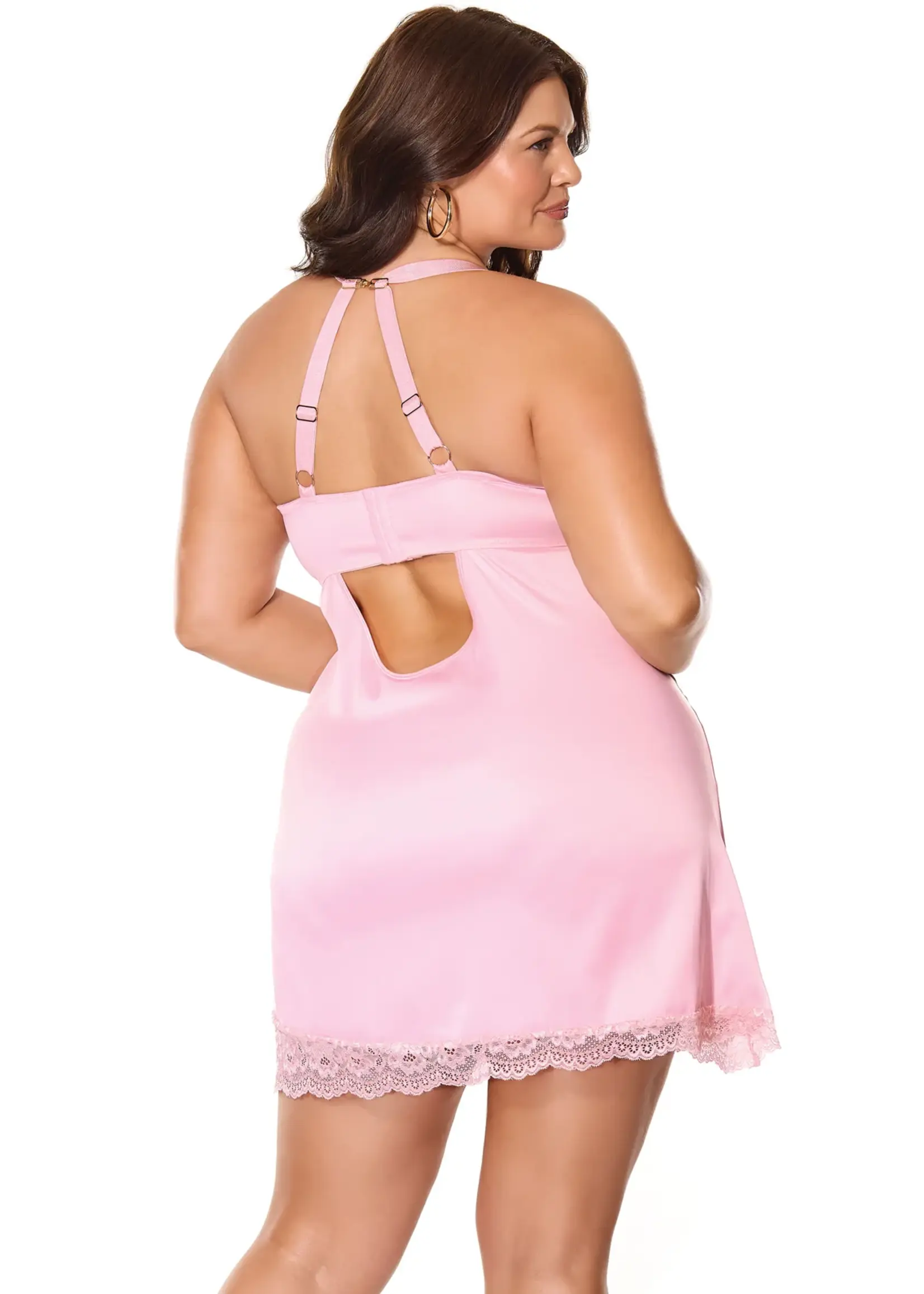 Coquette Kissed By Satin Chemise Pink