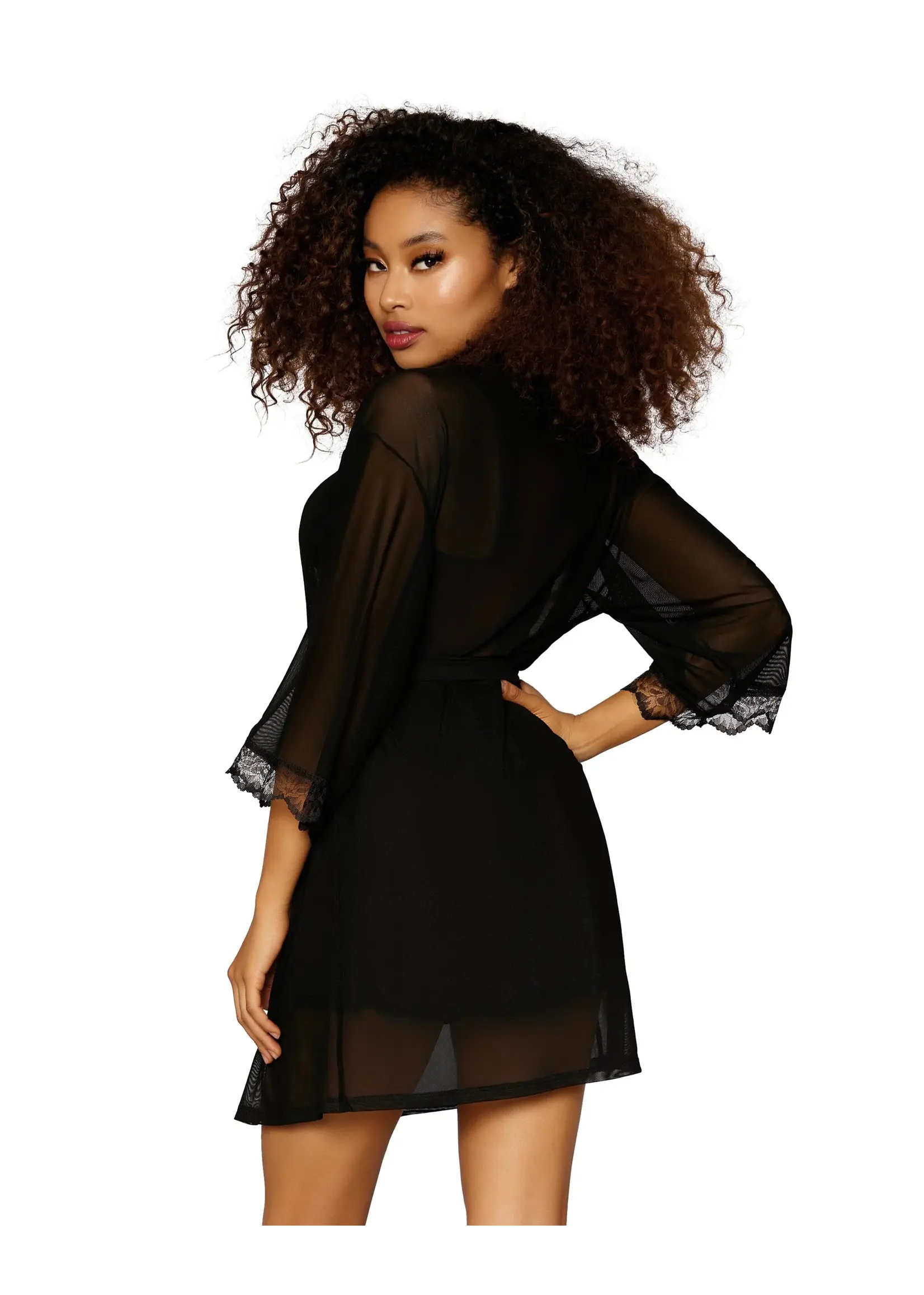 Dreamgirl Stretch Mesh Chemise & Robe Set