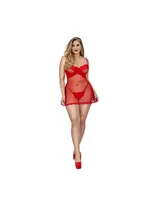 Dreamgirl ROMANCE LACE-TRIM CHEMISE 2-PC PLUS