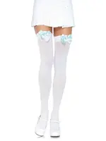 Opaque Thigh Highs with Satin Bow Accent