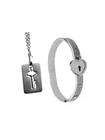 Cuffed Locking Bracelet and Key Necklace