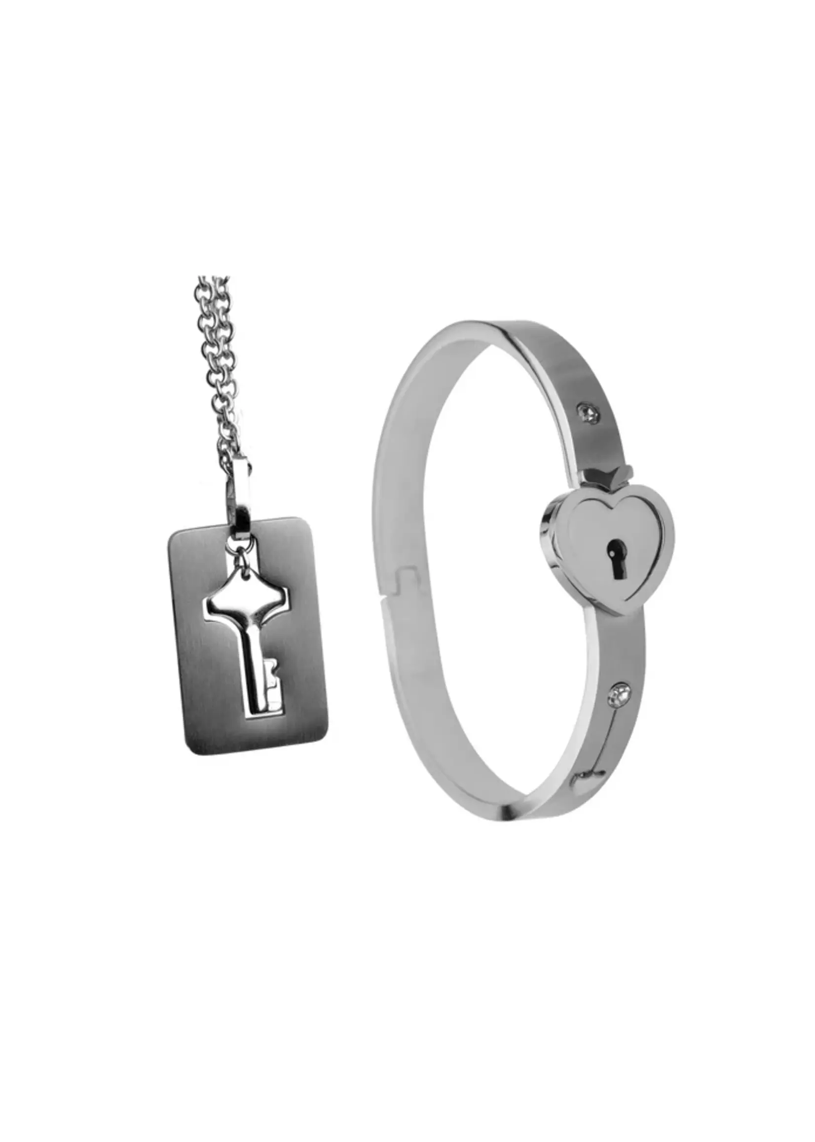 Cuffed Locking Bracelet and Key Necklace