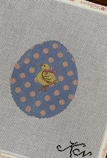KEA53 Pink Polka Dot on Periwinkle Chick Egg  (18M)