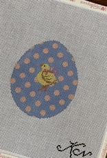 KEA53 Pink Polka Dot on Periwinkle Chick Egg  (18M)