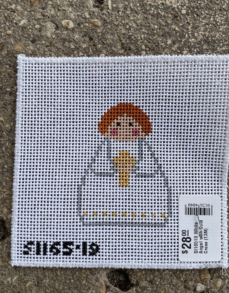 SI16519 White Angel with Gold Cross (13M)