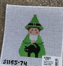 Stitch-Its - SI16574 Green Witch with Cat Angel (13M)