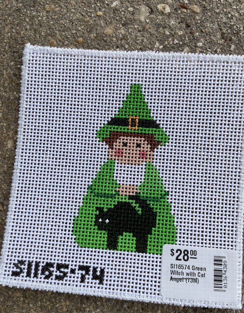 Stitch-Its - SI16574 Green Witch with Cat Angel (13M)