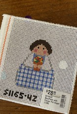 SI16542 Blue Plaid with Flower Pot Angel  (13M)