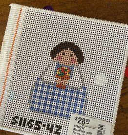 SI16542 Blue Plaid with Flower Pot Angel  (13M)
