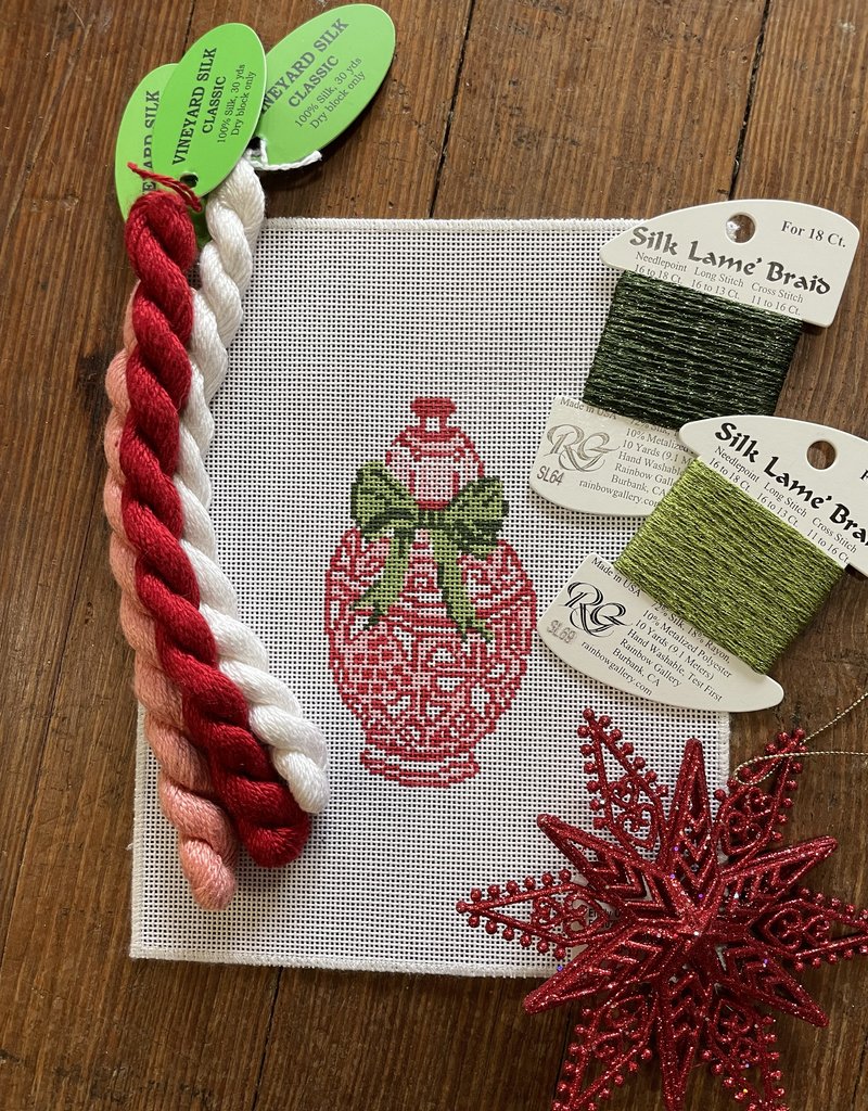 Emily Quigley - EQ002 Red Ginger Jar with Green Bow (18M)