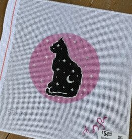 Spellbound Stitchery - SB505 Pink & Spooky Cat (18M). - 4" Round