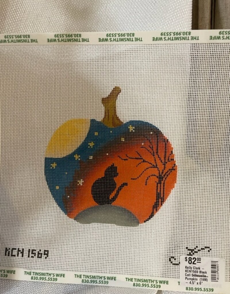 Kelly Clark - KCN1569 Black Cat Silhouette Pumpkin  (18M) - 4.5" x 6"
