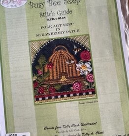 Kelly Clark Needlepoint Kelly Clark - KCBee-01 Strawberry Patch Bee Skep  with Stitch Guide & Embellishment Kit