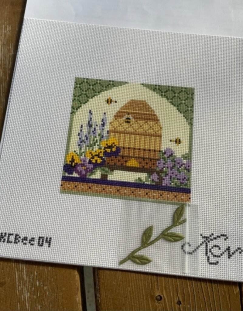 Kelly Clark - KCBee04  Bee Skep in Spring Garden with Stitch Guide & Embellishment Pack