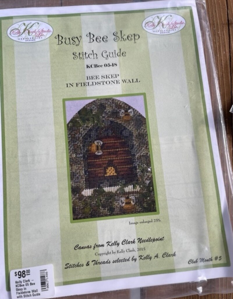 Kelly Clark - KCBee 05 Bee Skep in Fieldstone Wall with Stitch Guide & Embellishment Pack