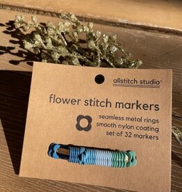 allstitch - Small Cool Tone 5mm Flower Stitch Markers (set of 32)