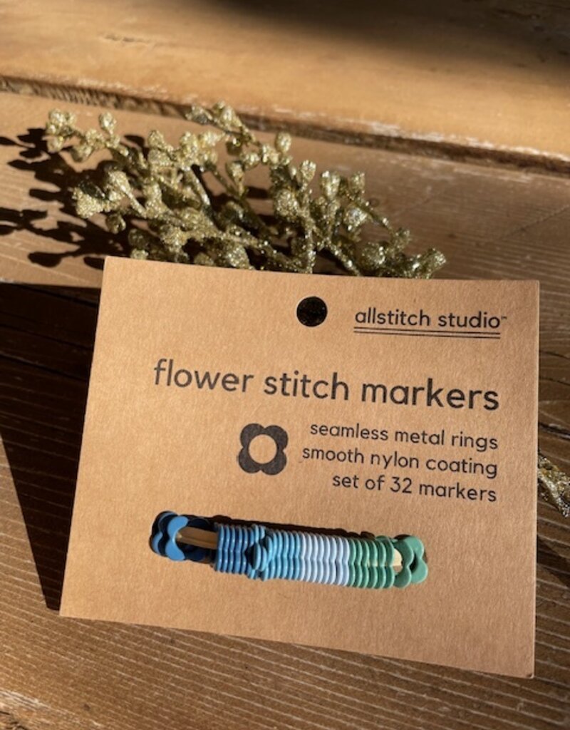 allstitch - Small Cool Tone 5mm Flower Stitch Markers (set of 32)