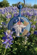 CB-319 Blue Bonnet Santa Ornament (18M)    3-1/2" Round