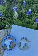 CB-319 Blue Bonnet Santa Ornament (18M)    3-1/2" Round